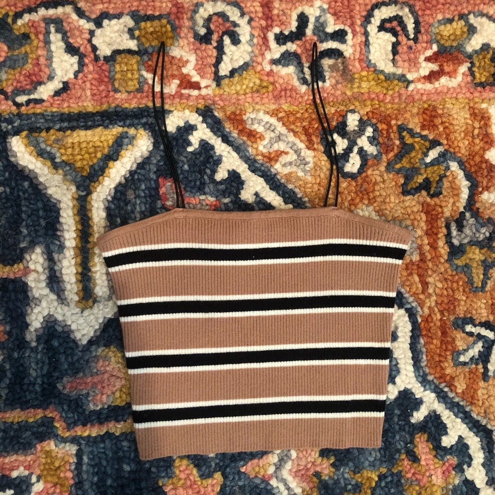 Kendall + Kylie Knit Striped Crop Top
